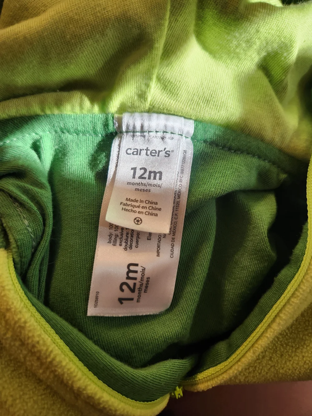 Carter's avocado Halloween costume size  12m